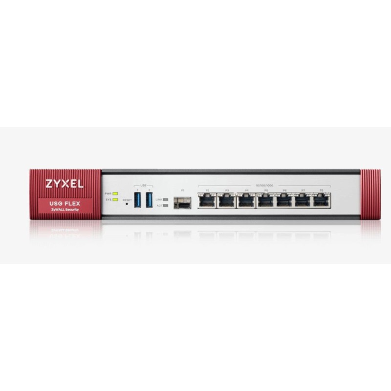 FIREWALL ZYXEL USGFLEX500, 7x LAN/DMZ, 1x SFP, 810 Mbps, IKEv2, IPSec, SSL, L2TP/IPSec, fanless, "USGFLEX500-EU0102F" (timbru ve