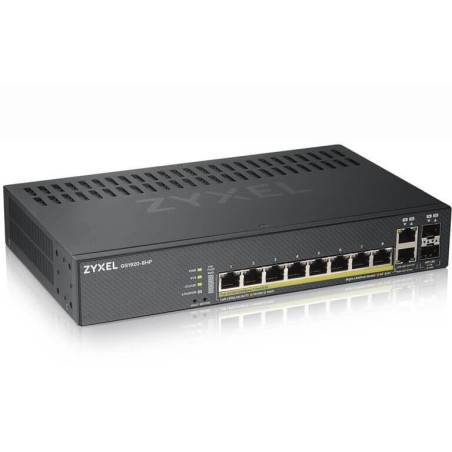 SWITCH PoE ZYXEL, port Gigabit x 8, SFP SFP x 2, managed, "GS1920-8HPV2-EU0101F" (timbru verde 2 lei)