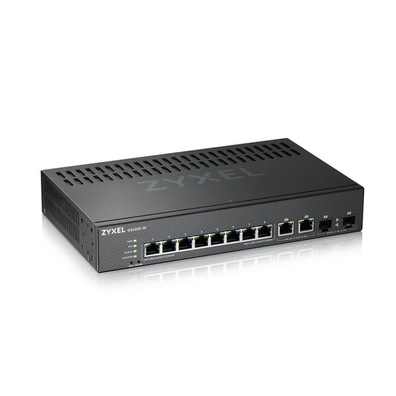 SWITCH ZYXEL, porturi Gigabit x 8, SFP x 2, managed, rackabil, "GS2220-10-EU0101F" (timbru verde 2 lei)