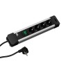 PRELUNGITOR Bachmann, Schuko x 4, conectare prin Schuko (T), cablu 2 m, protectie copii, negru | argintiu, "330.100" (timbru ver