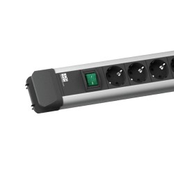 PRELUNGITOR Bachmann, Schuko x 12, conectare prin Schuko (T), cablu 2 m, protectie copii, negru | argintiu, "330.103" (timbru ve