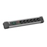 PRELUNGITOR Bachmann, Schuko x 6, conectare prin Schuko (T), cablu 2 m, protectie supratensiune, negru | argintiu, "330.104R" (t