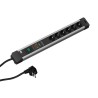 PRELUNGITOR Bachmann, Schuko x 6, conectare prin Schuko (T), cablu 2 m, protectie supratensiune | protectie copii, negru | argin
