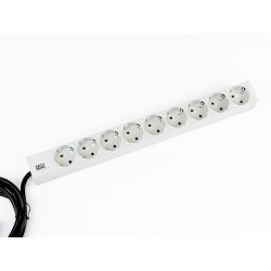 PDU BACHMANN, 1U pt. rack 19 inch, 9 prize Schuko, intrare Schuko, max 16 A, cablu 2 m, gri, "333.401" (timbru verde 4 lei)