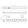 PDU BACHMANN, 1U pt. rack 19 inch, 9 prize Schuko, intrare Schuko, max 16 A, cablu 2 m, gri, "333.401" (timbru verde 4 lei)