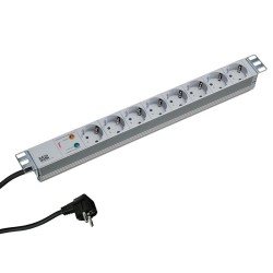 PDU BACHMANN, 1U pt. rack 19 inch, 8 prize Schuko, intrare Schuko, max 16 A, cablu 2 m, gri, "333.404" (timbru verde 4 lei)