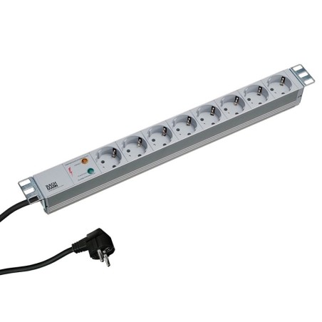 PDU BACHMANN, 1U pt. rack 19 inch, 8 prize Schuko, intrare Schuko, max 16 A, cablu 2 m, gri, "333.404" (timbru verde 4 lei)