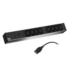 PDU BACHMANN, 1U pt. rack 19 inch, 8 prize IEC, intrare IEC, max 10 A, cablu 2 m, negru, "333.54" (timbru verde 4 lei)