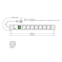 PDU BACHMANN, 1.5U pt. rack 19 inch, 7 prize Schuko, intrare Schuko, max 10 A, cablu 2 m, gri, "333.600" (timbru verde 2 lei)