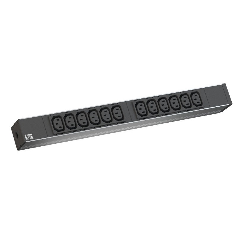 PDU BACHMANN, 1U pt. rack 19 inch, 12 prize IEC, intrare Schuko, max 16 A, cablu 2 m, negru, "333.616" (timbru verde 4 lei)