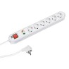 PRELUNGITOR Bachmann, Schuko x 6, conectare prin Schuko (T), cablu 1.5 m, 16 A, protectie supratensiune, alb, "381.2501K" (timbr