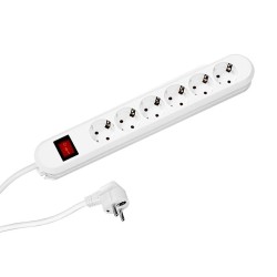 PRELUNGITOR Bachmann, Schuko x 6, conectare prin Schuko (T), cablu 1.5 m, 16 A, protectie copii, alb, "381.250K" (timbru verde 0