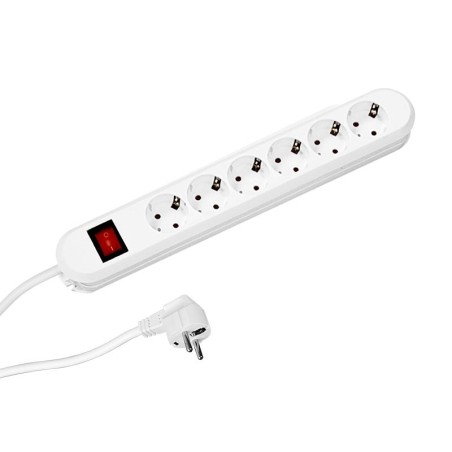 PRELUNGITOR Bachmann, Schuko x 6, conectare prin Schuko (T), cablu 1.5 m, 16 A, protectie copii, alb, "381.250K" (timbru verde 0