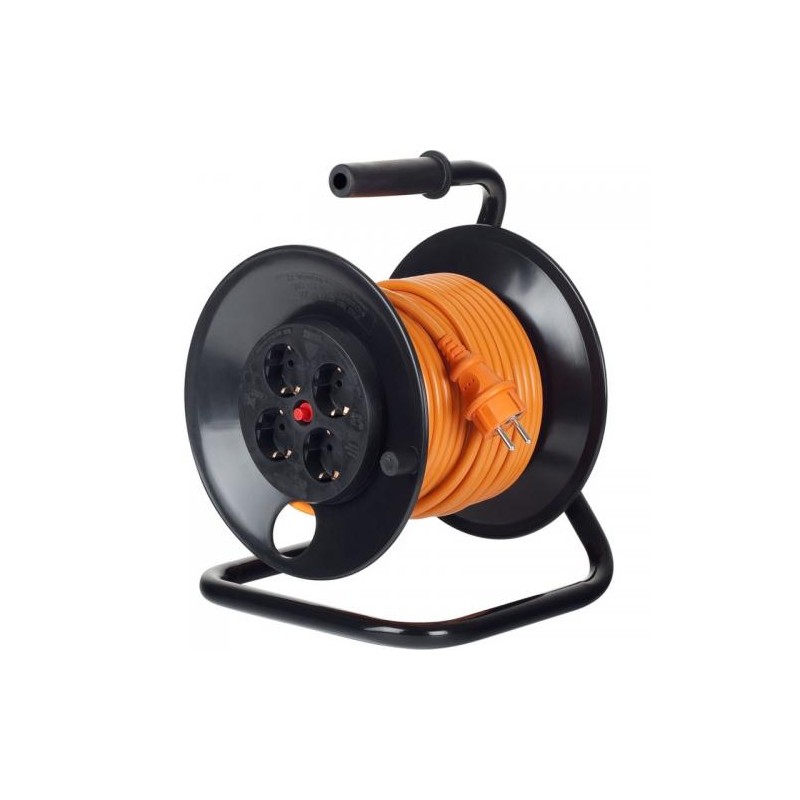 PRELUNGITOR Bachmann, Schuko x 4, conectare prin Schuko (T), cablu 25 m, protectie supratensiune | protectie termica, negru | po