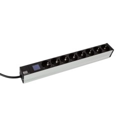PDU BACHMANN, 1U pt. rack 19 inch, 8 prize Schuko, intrare Schuko, max 16 A, cablu 2 m, negru, "800.2054" (timbru verde 4 lei)