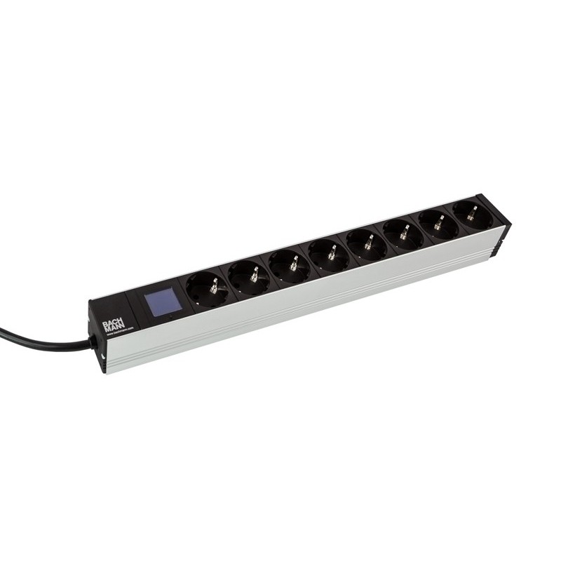 PDU BACHMANN, 1U pt. rack 19 inch, 8 prize Schuko, intrare Schuko, max 16 A, cablu 2 m, negru, "800.2054" (timbru verde 4 lei)