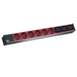 PDU BACHMANN, 1U pt. rack 19 inch, 6 prize IEC | 3 x scoket IEC, intrare IEC, max 16 A, cablu 2 m, gri, "800.2333" (timbru verde