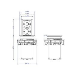 Priza cu protectie ELEVATOR 928.002, Numar iesiri 2, Schuko, 230 V, Lungime cablu 2 m, Impamantare, Negru/Argintiu, Fisa Schuko 