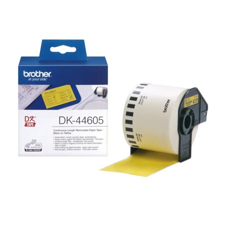 Banda Continua Hartie  Original Brother Black on Yellow, DK44605, pentru P-TOUCH QL-1100|QL-800|QL-810|QL-1050|QL-1060|QL-500|QL