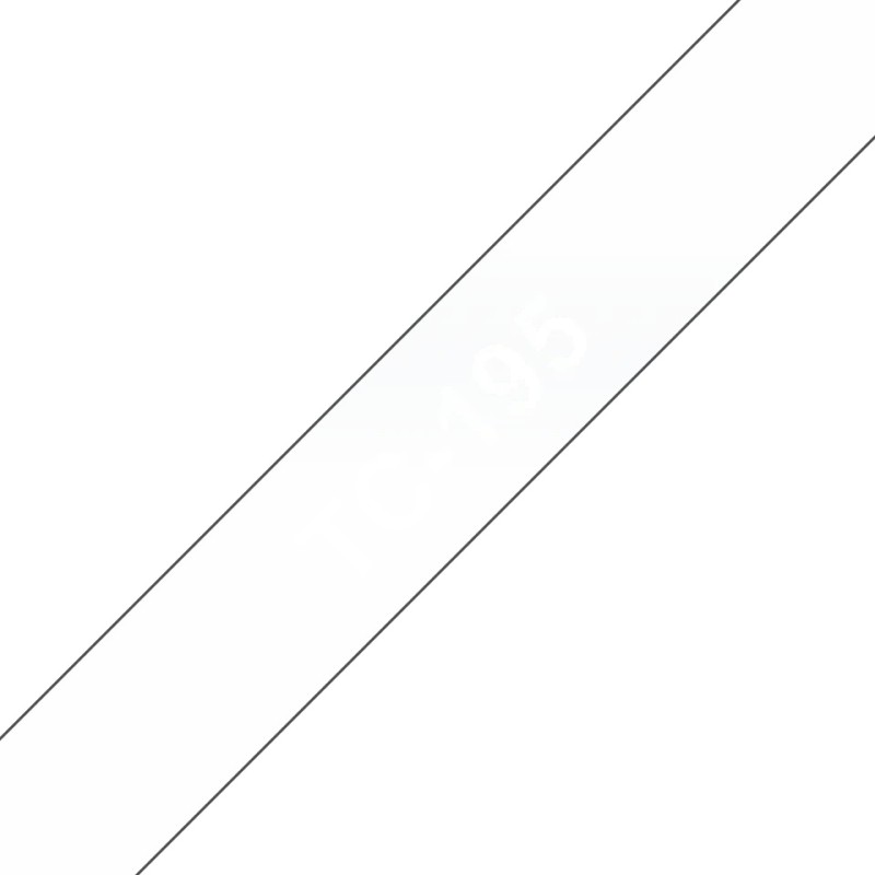 Banda laminata Original Brother White on Clear, TC195, pentru E105|E110|H100|H101|H105|H110|H111|P300|128|200|1000|1010|1090|110