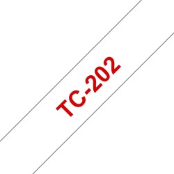 Banda laminata Original Brother Red on White, TC202, pentru E105|E110|H100|H101|H105|H110|H111|P300|128|200|1000|1010|1090|1100|