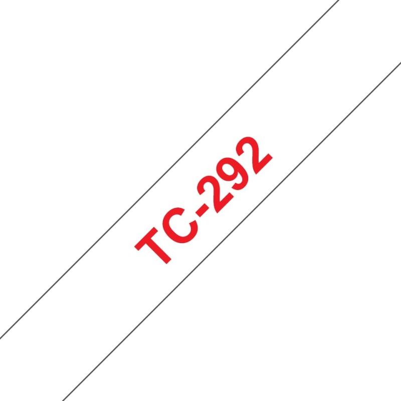 Banda laminata Original Brother Red on White, TC292, pentru E105|E110|H100|H101|H105|H110|H111|P300|128|200|1000|1010|1090|1100|