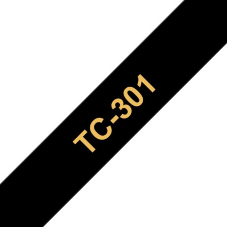 Banda laminata Original Brother Gold on Black, TC301, pentru E105|E110|H100|H101|H105|H110|H111|P300|128|200|1000|1010|1090|1100
