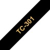 Banda laminata Original Brother Gold on Black, TC301, pentru E105|E110|H100|H101|H105|H110|H111|P300|128|200|1000|1010|1090|1100