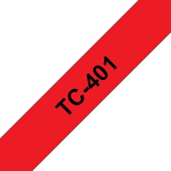 Banda laminata Original Brother Black on Red, TC401, pentru E105|E110|H100|H101|H105|H110|H111|P300|128|200|1000|1010|1090|1100|