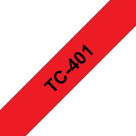 Banda laminata Original Brother Black on Red, TC401, pentru E105|E110|H100|H101|H105|H110|H111|P300|128|200|1000|1010|1090|1100|
