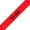 Banda laminata Original Brother Black on Red, TC491, pentru E105|E110|H100|H101|H105|H110|H111|P300|128|200|1000|1010|1090|1100|