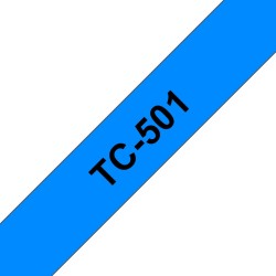 Banda laminata Original Brother Black on Blue, TC501, pentru E105|E110|H100|H101|H105|H110|H111|P300|128|200|1000|1010|1090|1100
