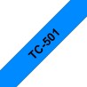 Banda laminata Original Brother Black on Blue, TC501, pentru E105|E110|H100|H101|H105|H110|H111|P300|128|200|1000|1010|1090|1100