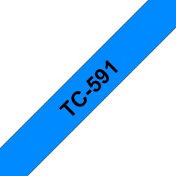 Banda laminata Original Brother Black on Blue, TC591, pentru E105|E110|H100|H101|H105|H110|H111|P300|128|200|1000|1010|1090|1100