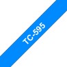 Banda laminata Original Brother White on Blue, TC595, pentru E105|E110|H100|H101|H105|H110|H111|P300|128|200|1000|1010|1090|1100