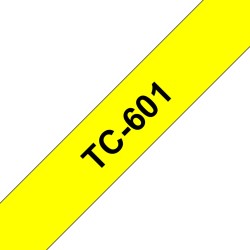 Banda laminata Original Brother Black on Yellow, TC601, pentru E105|E110|H100|H101|H105|H110|H111|P300|128|200|1000|1010|1090|11