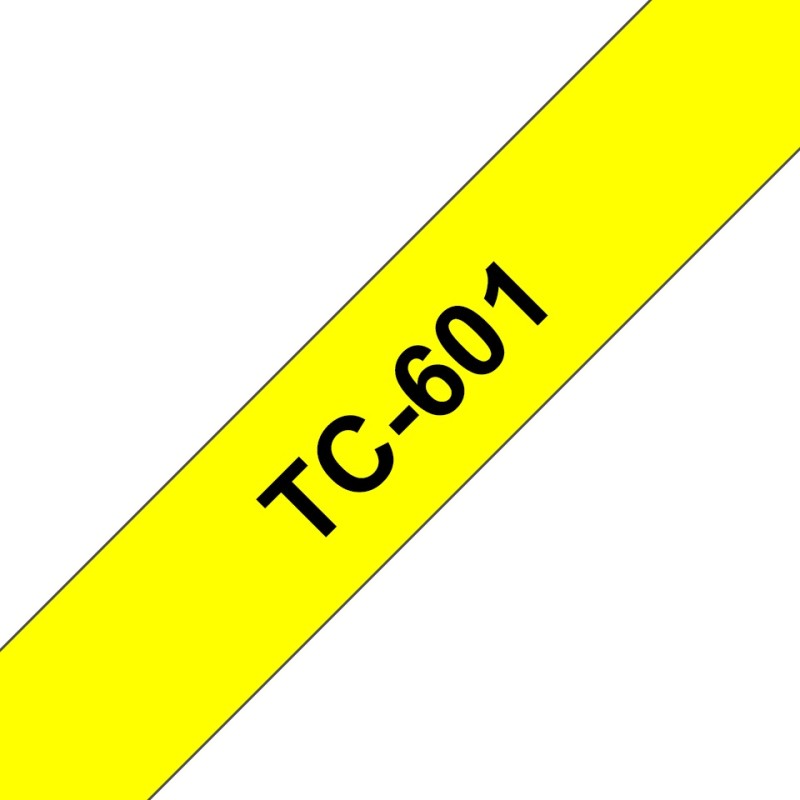 Banda laminata Original Brother Black on Yellow, TC601, pentru E105|E110|H100|H101|H105|H110|H111|P300|128|200|1000|1010|1090|11