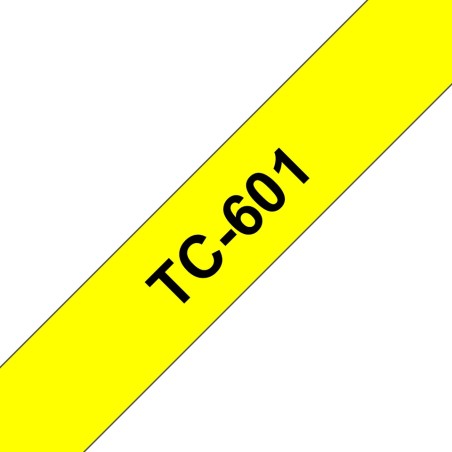 Banda laminata Original Brother Black on Yellow, TC601, pentru E105|E110|H100|H101|H105|H110|H111|P300|128|200|1000|1010|1090|11