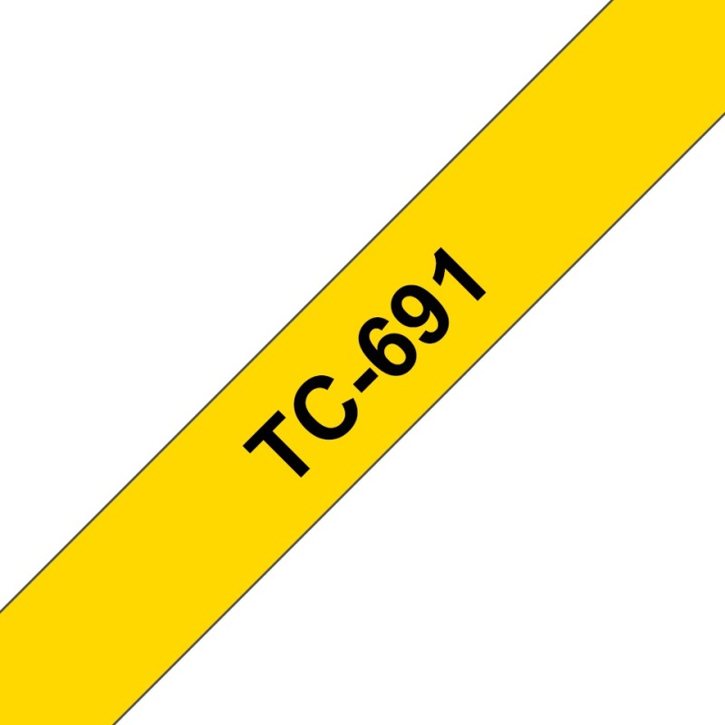Banda Laminata Original Brother Black on Yellow, TC691, pentru E105|E110|H100|H101|H105|H110|H111|P300|128|200|1000|1010|1090|11