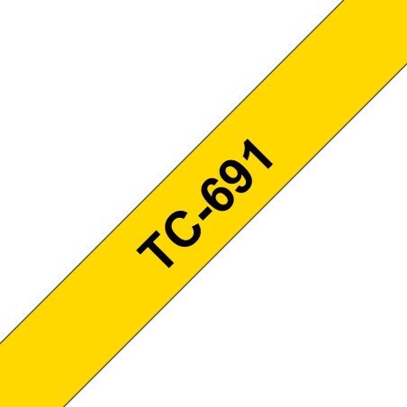 Banda Laminata Original Brother Black on Yellow, TC691, pentru E105|E110|H100|H101|H105|H110|H111|P300|128|200|1000|1010|1090|11