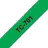 Banda laminata Original Brother Black on Green, TC701, pentru E105|E110|H100|H101|H105|H110|H111|P300|128|200|1000|1010|1090|110