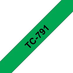 Banda laminata Original Brother Black on Green, TC791, pentru E105|E110|H100|H101|H105|H110|H111|P300|128|200|1000|1010|1090|110