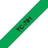 Banda laminata Original Brother Black on Green, TC791, pentru E105|E110|H100|H101|H105|H110|H111|P300|128|200|1000|1010|1090|110