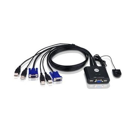 SWITCH KVM ATEN control 2 PC la 1 KVM, conector tip USB (T) x 4 | VGA (T) x 2, "CS22U-A7" (timbru verde 0.8 lei)
