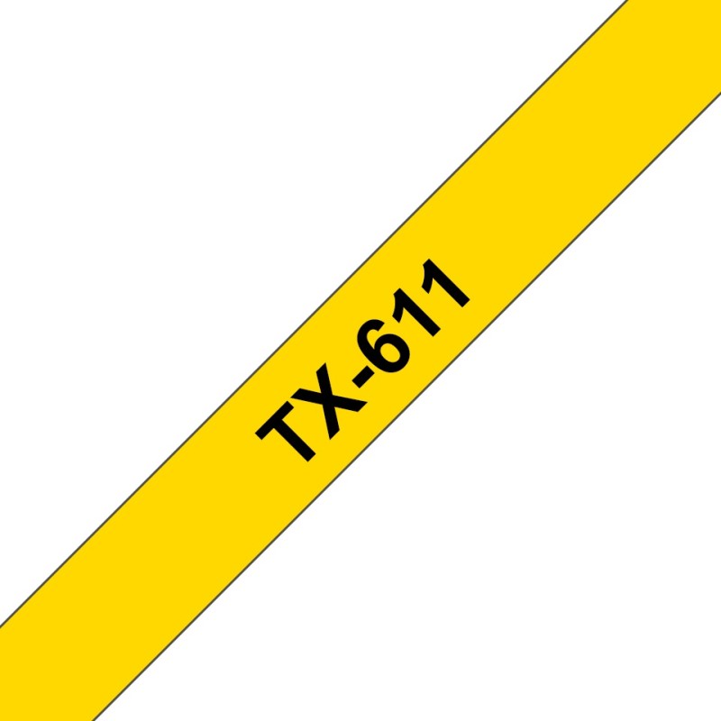 Banda laminata Original Brother Black on Yellow, TX611, pentru E105|E110|H100|H101|H105|H110|H111|P300|128|200|1000|1010|1090|11