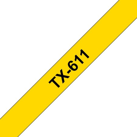 Banda laminata Original Brother Black on Yellow, TX611, pentru E105|E110|H100|H101|H105|H110|H111|P300|128|200|1000|1010|1090|11