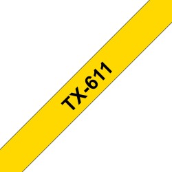 Banda laminata Original Brother Black on Yellow, TX611, pentru E105|E110|H100|H101|H105|H110|H111|P300|128|200|1000|1010|1090|11