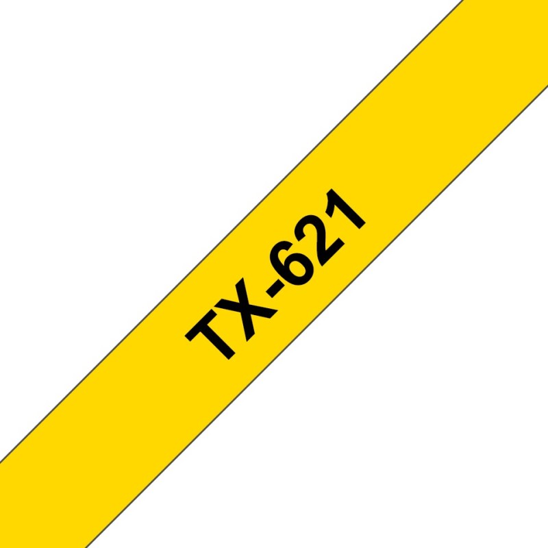 Banda laminata Original Brother Black on Yellow, TX621, pentru E105|E110|H100|H101|H105|H110|H111|P300|128|200|1000|1010|1090|11
