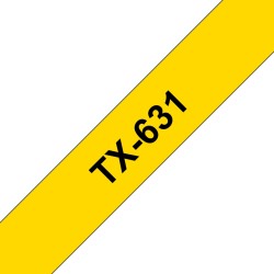 Banda laminata Original Brother Black on Yellow, TX631, pentru P-TOUCH QL-1100|QL-800|QL-810|QL-1050|QL-1060|QL-500|QL-560|QL-57