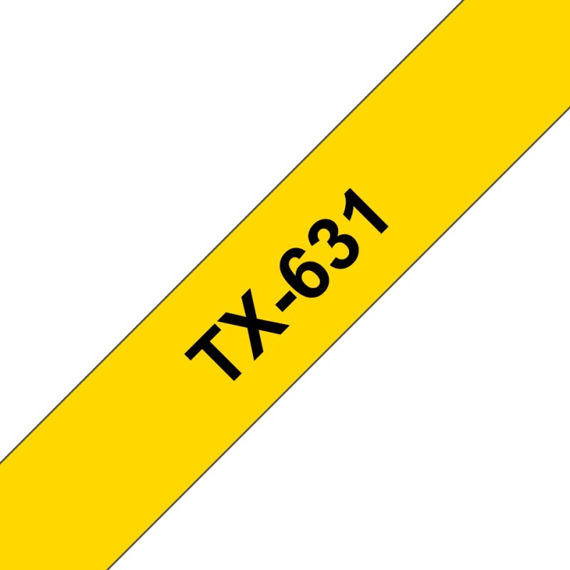 Banda laminata Original Brother Black on Yellow, TX631, pentru P-TOUCH QL-1100|QL-800|QL-810|QL-1050|QL-1060|QL-500|QL-560|QL-57